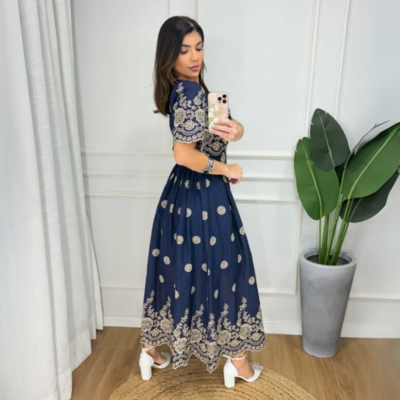 Vestido Viscolinho Estampa Floral