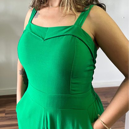 Macacão Pantalona em Viscolinho Verde