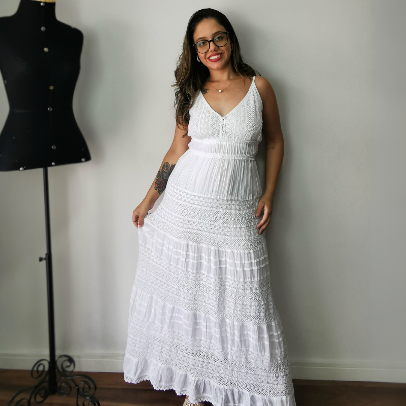 Vestido Longo em Algodão Mira