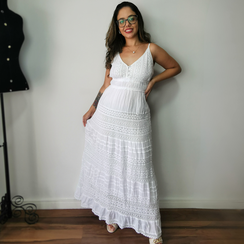 Vestido Longo em Algodão Mira