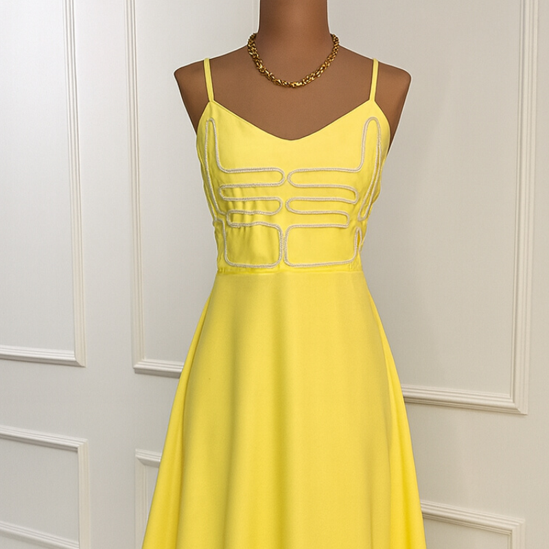 Vestido Marrant Bordado Amarelo