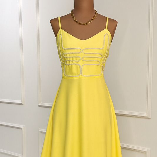 Vestido Marrant Bordado Amarelo