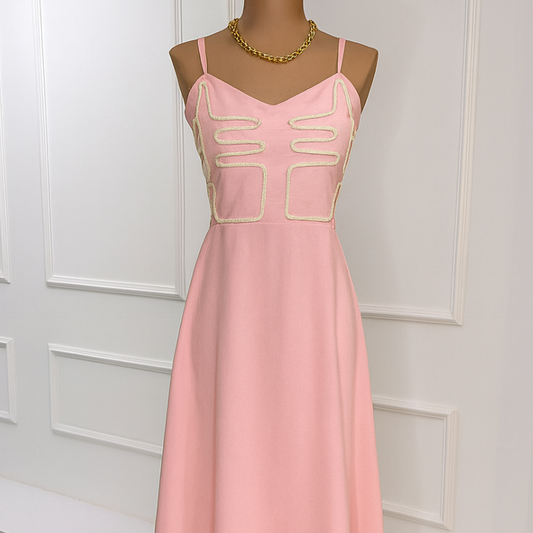 Vestido Marrant Bordado Rosa