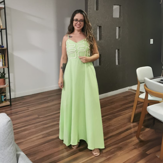 Vestido Marrant Bordado Verde