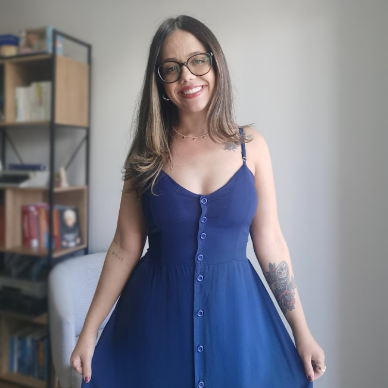 Vestido Midi em Viscose com Botões Azul Marinho