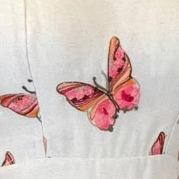 Vestido de Linho Bordado Borboletas Sophie Rosa