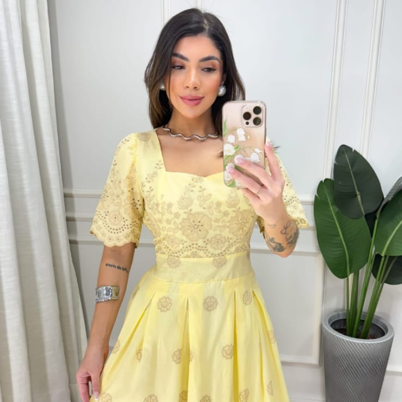 Vestido Viscolinho Estampa Floral