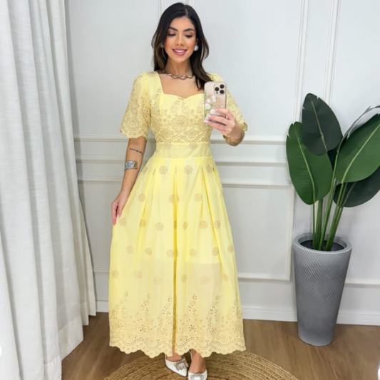 Vestido Viscolinho Estampa Floral