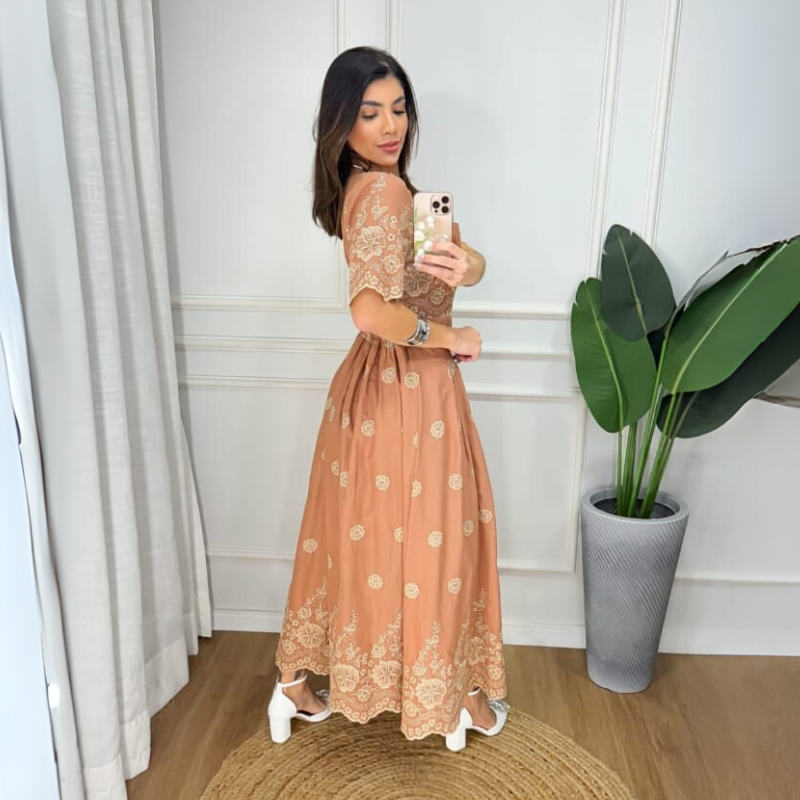 Vestido Viscolinho Estampa Floral