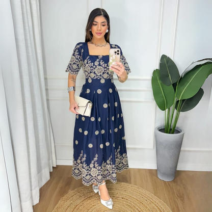 Vestido Viscolinho Estampa Floral