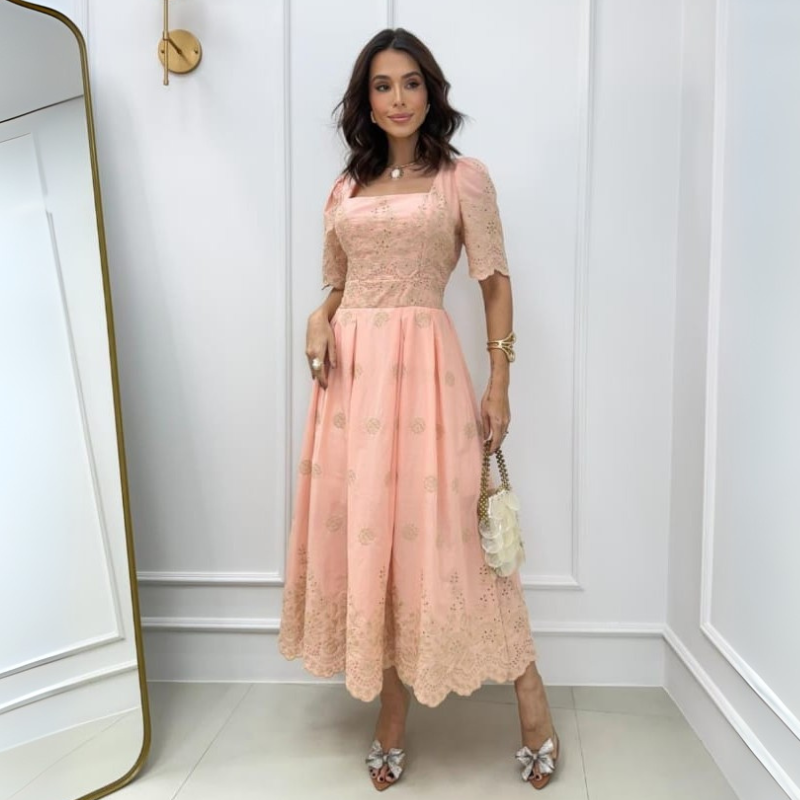 Vestido Viscolinho Estampa Floral