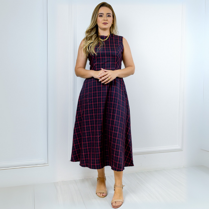 Vestido Xadrez Midi Aurora