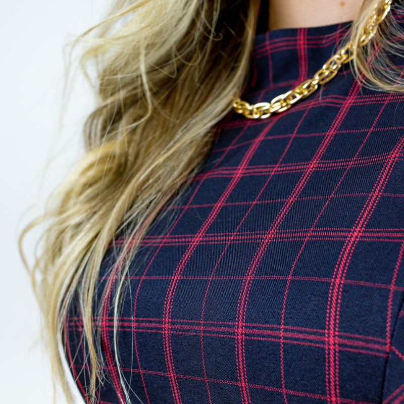 Vestido Xadrez Midi Aurora