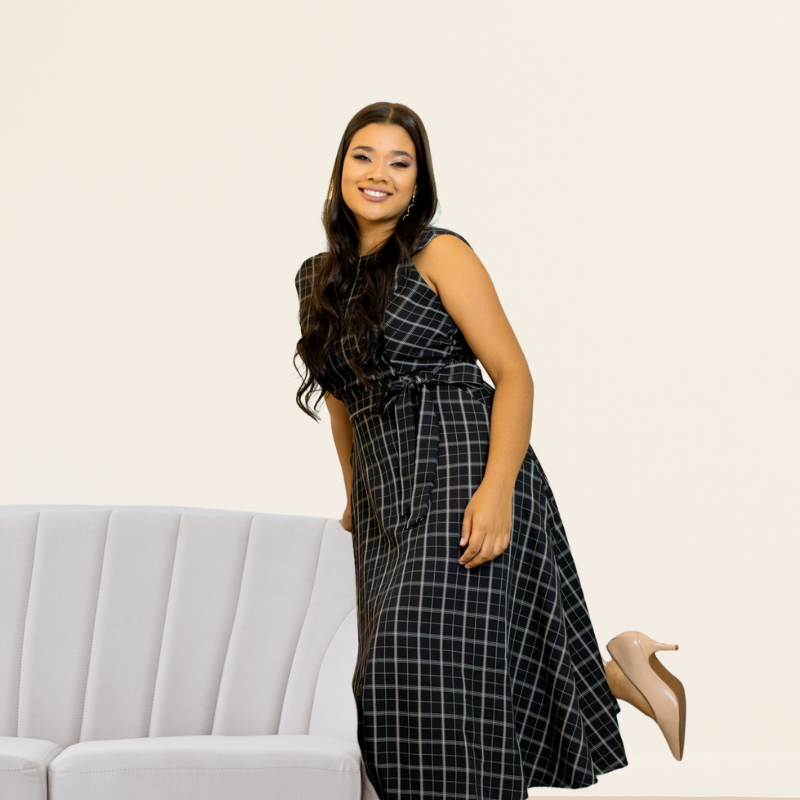 Vestido Xadrez Midi Aurora