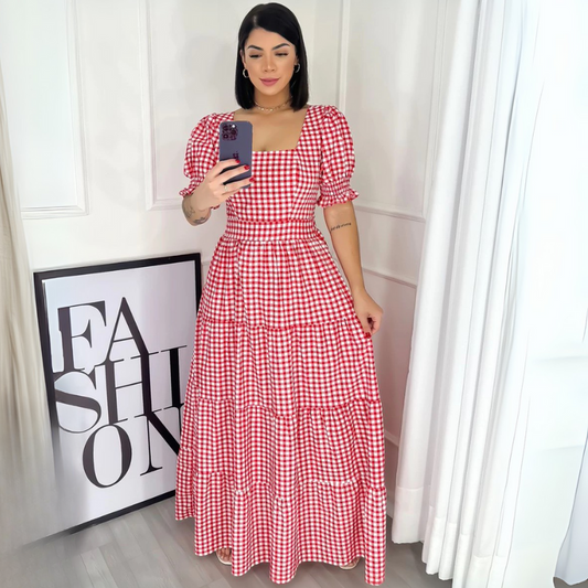Vestido Xadrez Maiara Vermelho